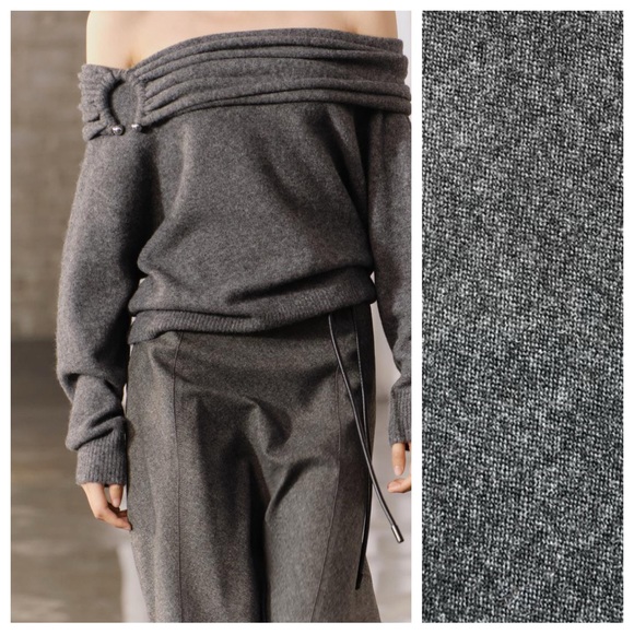 NWT. Zara ZW Collection Grey with Mélange Effect Flared Midi Skirt. Size M. - Picture 3 of 14